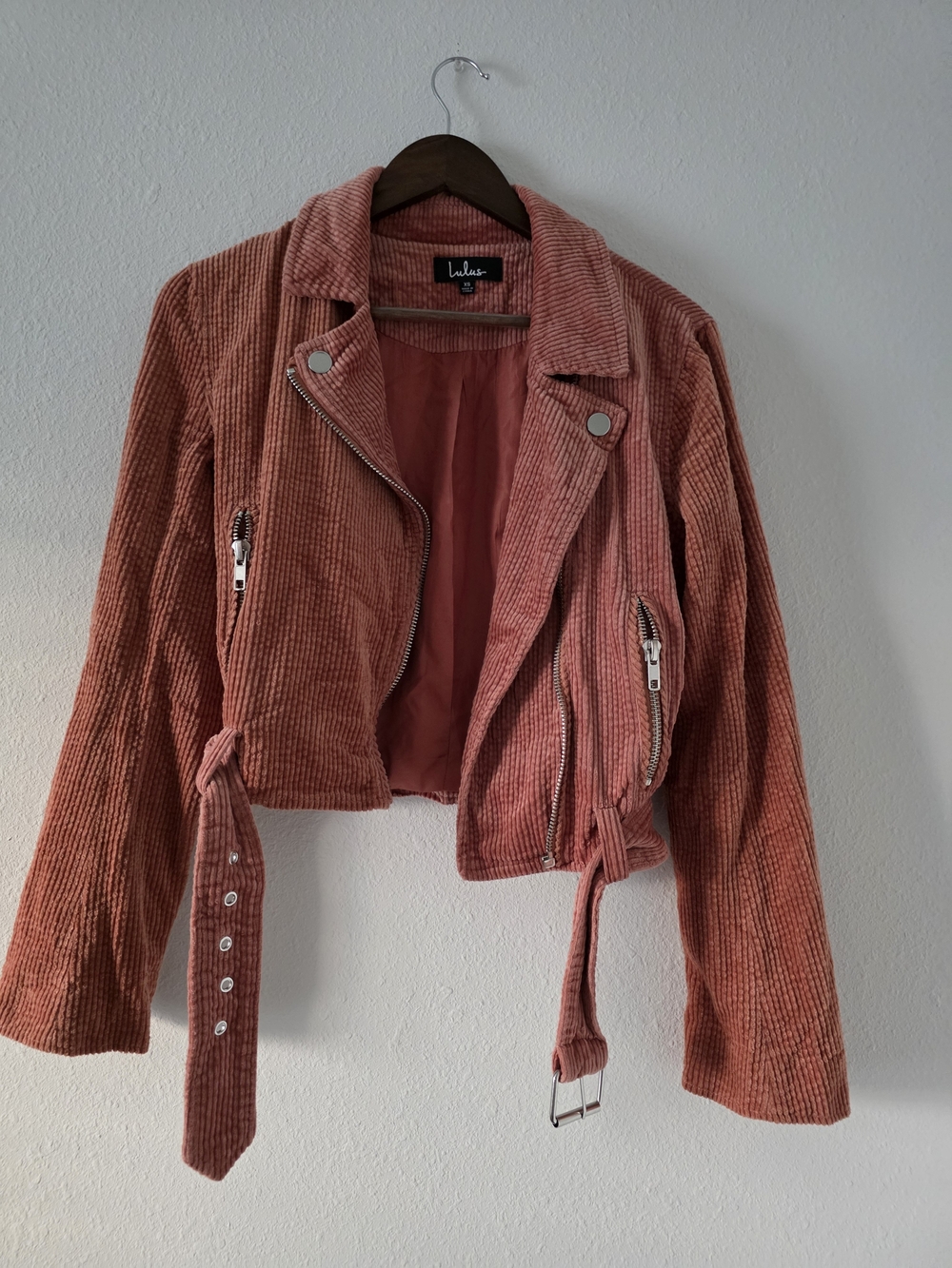 Lulu's Dusty Rose Corduroy Moto Jacket - Women